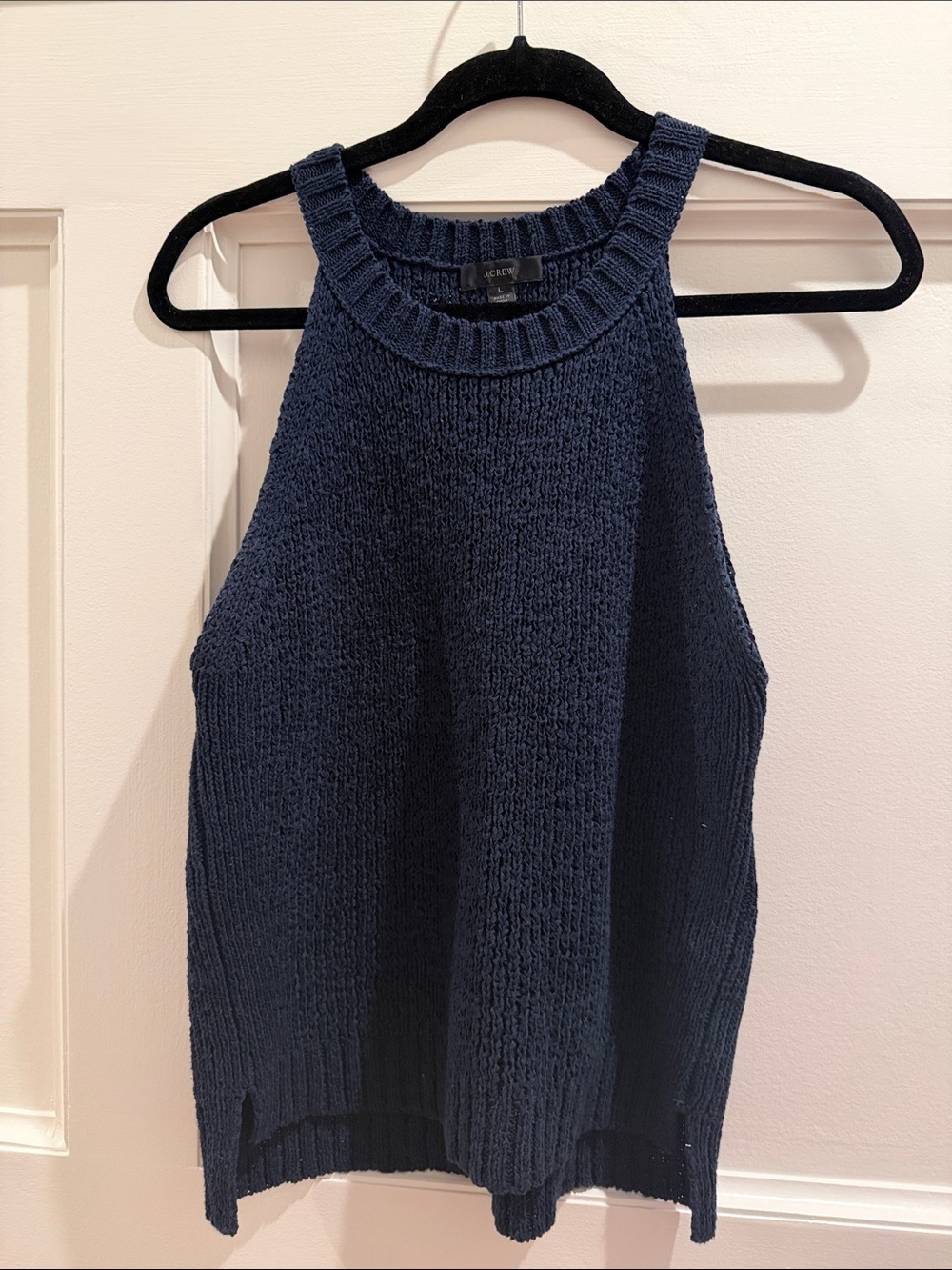 J. Crew Navy Sleeveless Crewneck Knit Tank Size L